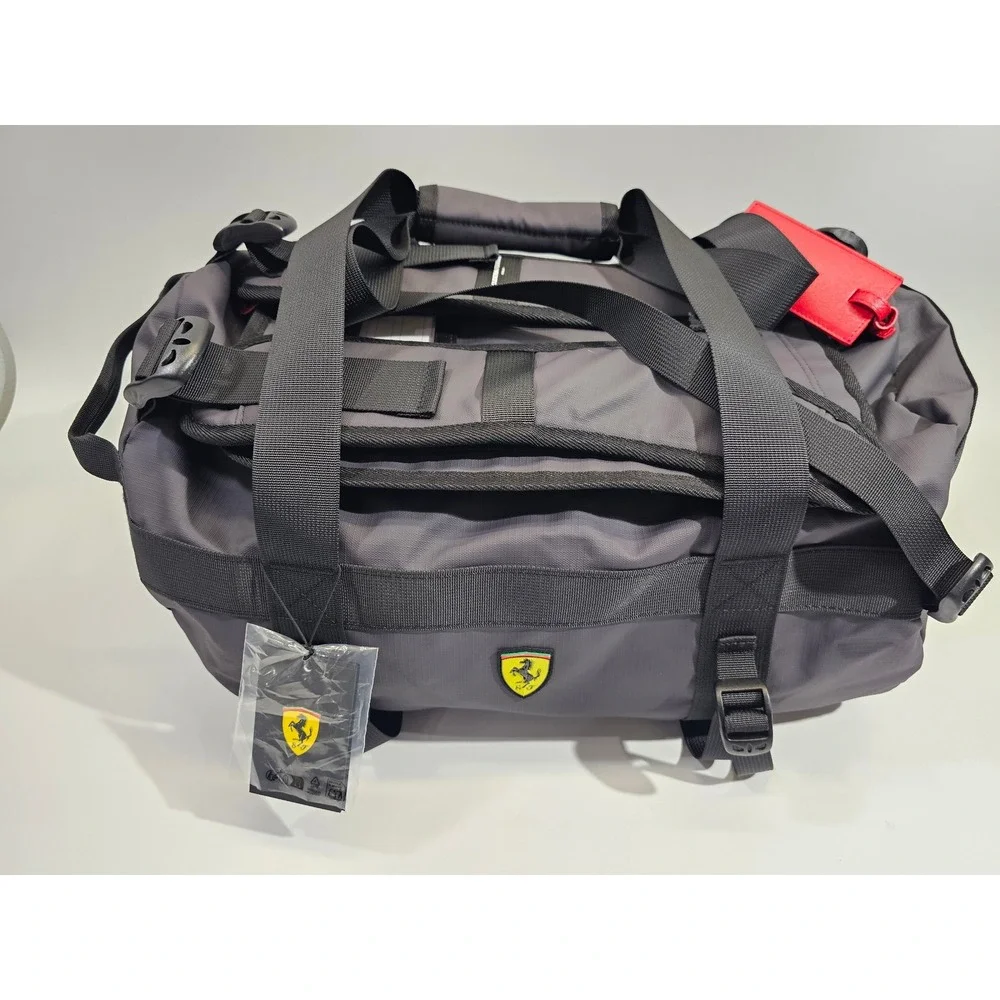 Ferrari Scudetto Duffle bag & backpack Shield Grey Convertible Travel Racing NWT